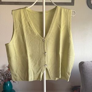 Light Lime Knit Button-Front Vest